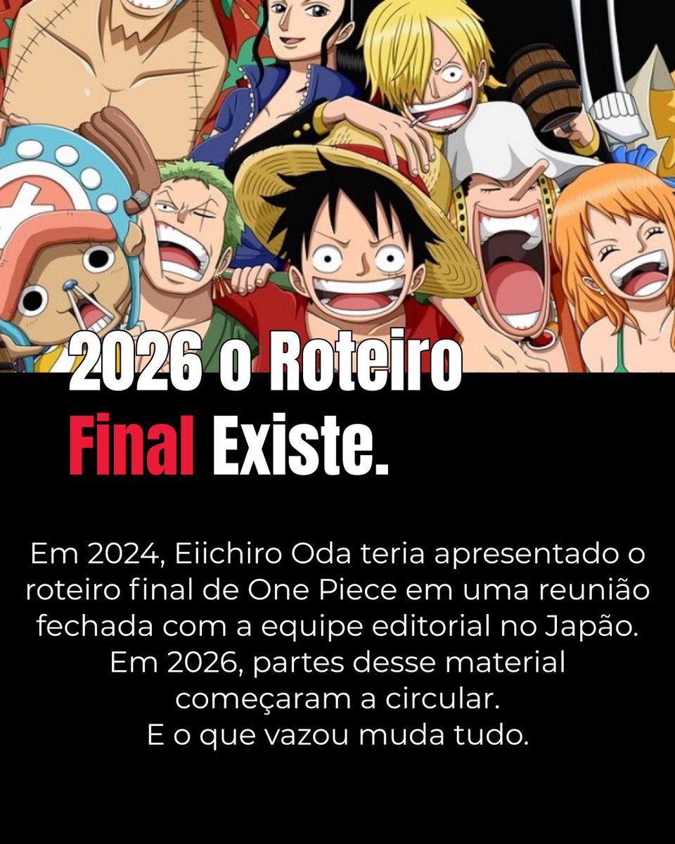 playtv's tweet photo. Vazou o final de One Piece… e a internet tá surtando 

Real ou só caos do fandom?

Você veria o final agora ou esperaria?

Operação Zenkai — seg, ter e qui às 21:45 na PlayTV

#OnePiece #Anime #OperacaoZenkai https://t.co/lphecl8ikk