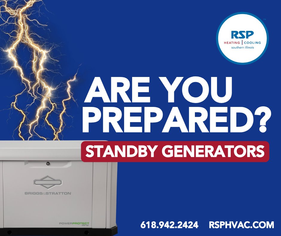 RSPCozyComfy's tweet photo. Protect your home from spring storms with a whole-home standby generator from RSP!
Call today for a free quote!
📞 (618) 942-2424 | https://t.co/BIuEk3NZm7
#RSPHeatingAndCooling #Generators #StormProtection https://t.co/fYy9wmjIKG