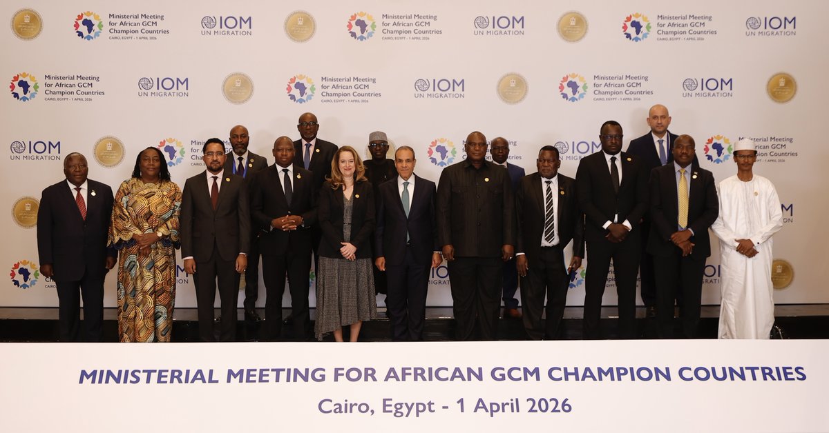 IOMchief's tweet photo. African governments are enhancing practical, cooperative migration systems rooted in evidence &amp; shared responsibility.

Hosted by Egypt, 16 African GCM Champion Countries joined to align priorities for IMRF, advance approaches that uphold dignity &amp; expand safe, regular pathways. https://t.co/Kv0KelNGE0