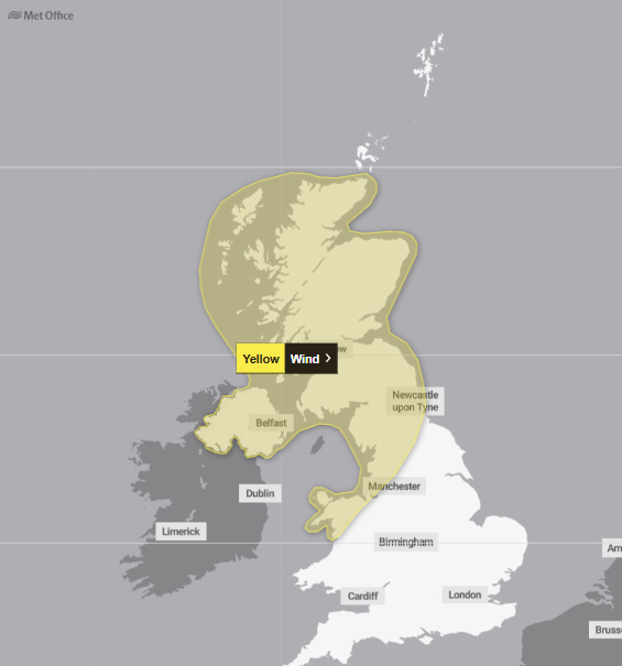 trafficscotland's tweet photo. ⚠️ YELLOW WEATHER WARNING ⚠️

The @metoffice has issued a YELLOW WEATHER WARNING for 💨 WIND💨 across Scotland

📅⌚️:  18:00 04/04 until 12:00 05/04

More information can be found on the Met Office website:
https://t.co/9nH2K8Yo97

#TakeCare https://t.co/l82DcHkrV1