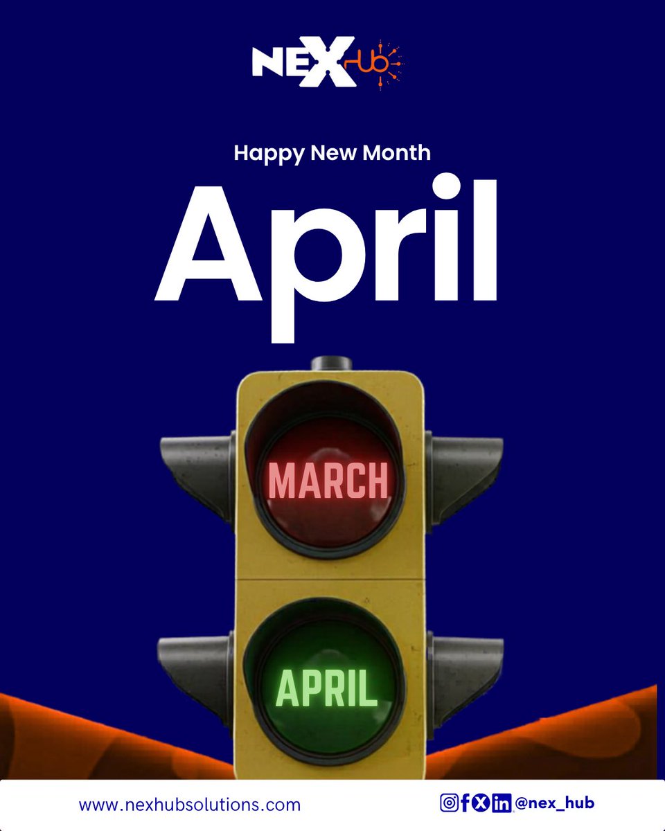 Nex_Hub's tweet photo. Red light on March. Green light on April. 🚦
A new month means new goals, fresh opportunities, and smarter moves for your business.

At Nex Hub, we’re stepping into April focused on helping businesses grow through IT support, business systems, branding, and digital solutions. https://t.co/4XnsRqRnbT