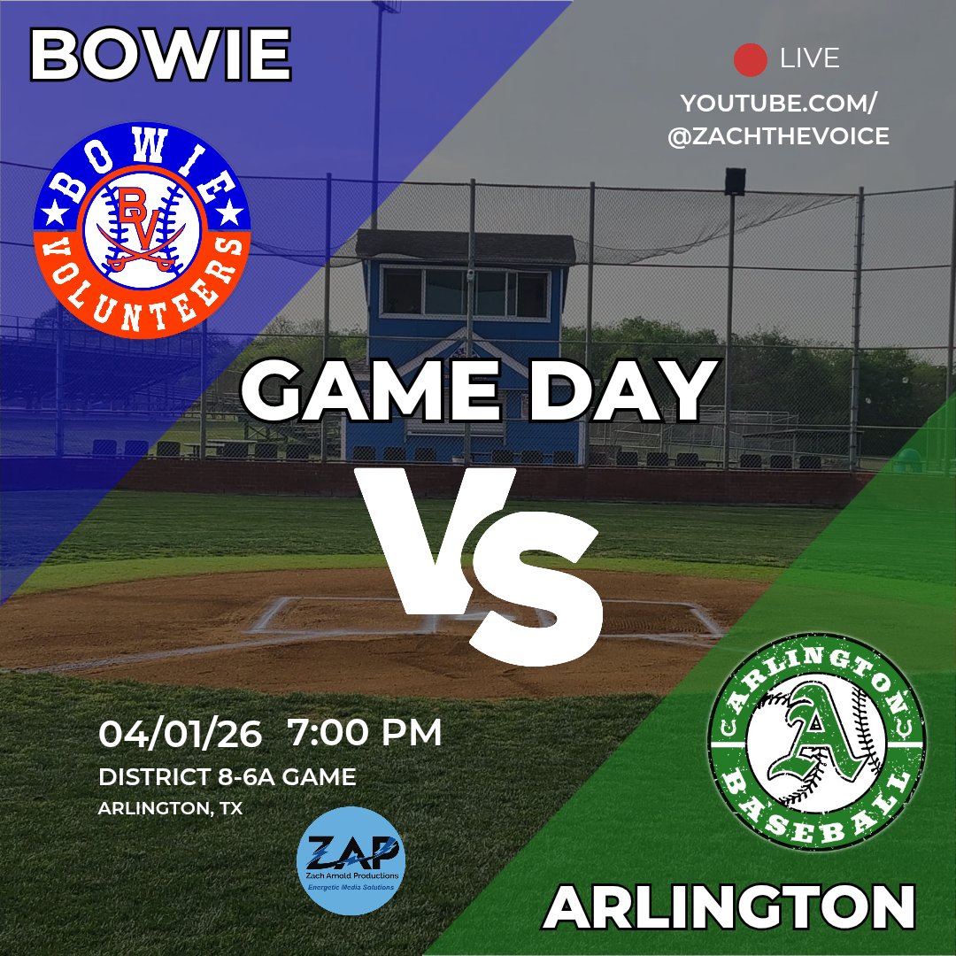 ZachTheVoice's tweet photo. Let's Play Ball ⚾️
Game 2 in 2 days with ZAP's crossover coverage!

@BaseballBowie
🆚️
@AHSColtBaseball

🏟 Ballpark at Bowie
🕖 7 pm
Stream FREE 📺
https://t.co/tH4Zjjtfq0
On the Call🎙 Zach &amp; Pops Arnold

🔗🌲
https://t.co/leNBRktCe1 https://t.co/LDFCue9oXl