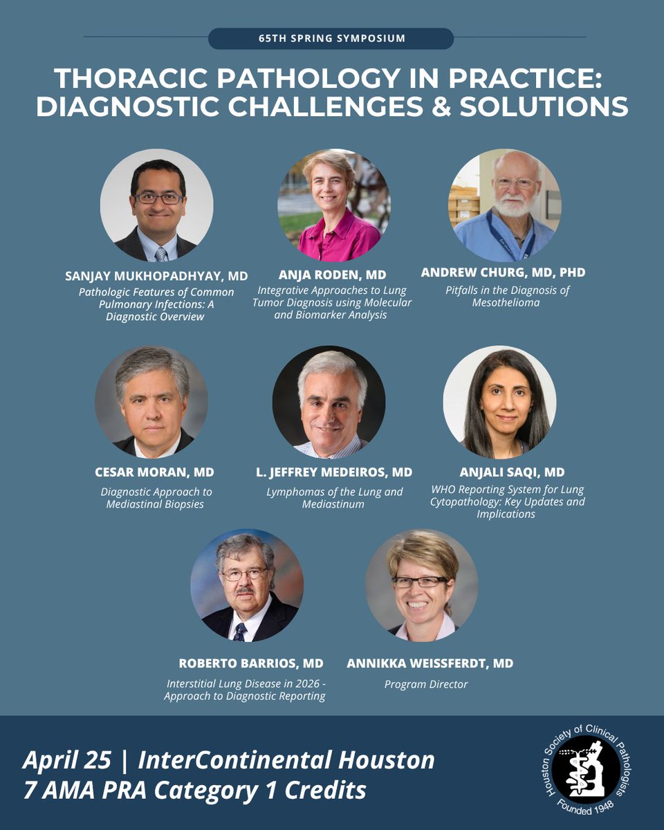 dhingra_sadhna's tweet photo. Looking forward to the HSCP Spring Symposium on 4/25. Thoracic pathology focus with an outstanding faculty lineup and practical, case-based sessions.

Early bird pricing through 4/10. Register here:
https://t.co/l412hoIma7 https://t.co/J6OGpBoUmQ