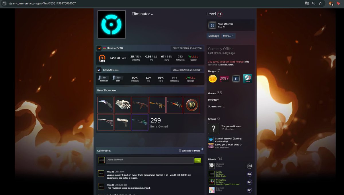 Bro is deleting my comments and set them on private. 
ID: 76561198170064007
#scam #cs2