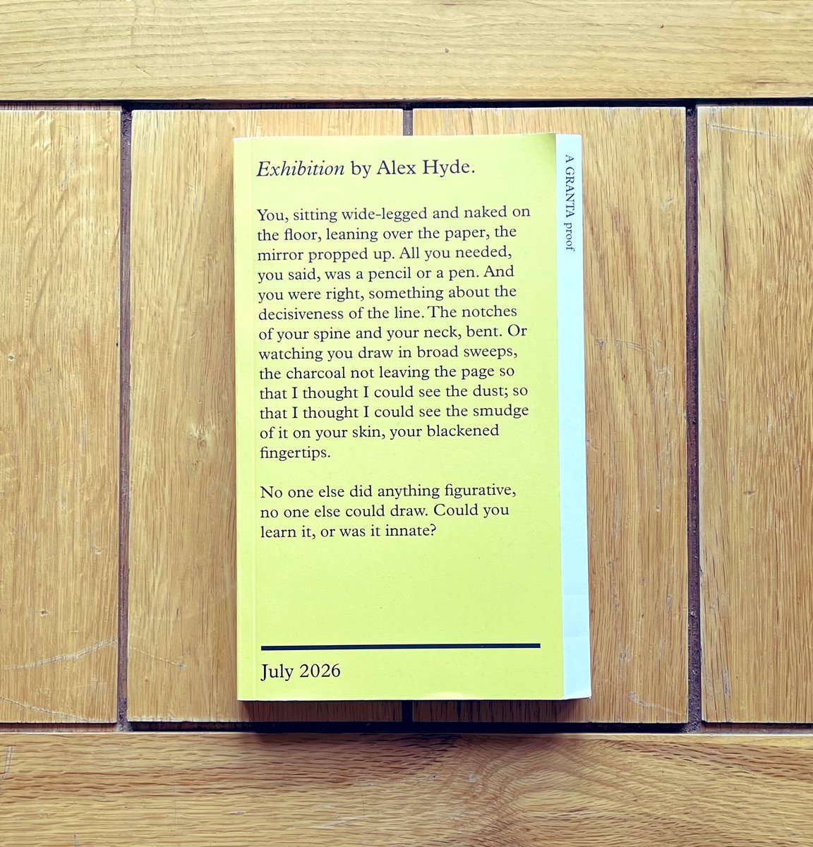 yearsofreading's tweet photo. Thank you so much to Charles and @GrantaBooks for my copy of #Exhibtion by #AlexHyde which is out in July.

Exhibition is described as a story of love, ego and destruction, and the relationship between authenticity and celebrity, artist and muse.

It sounds just my kind of novel! https://t.co/yPVGRVQEUM
