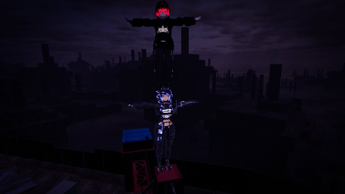 NeoooCat's tweet photo. Late night chill in some abandoned ruins with my fwien :3 #VRChat #VRC #VRChatPhotography https://t.co/caOhA6oVtW