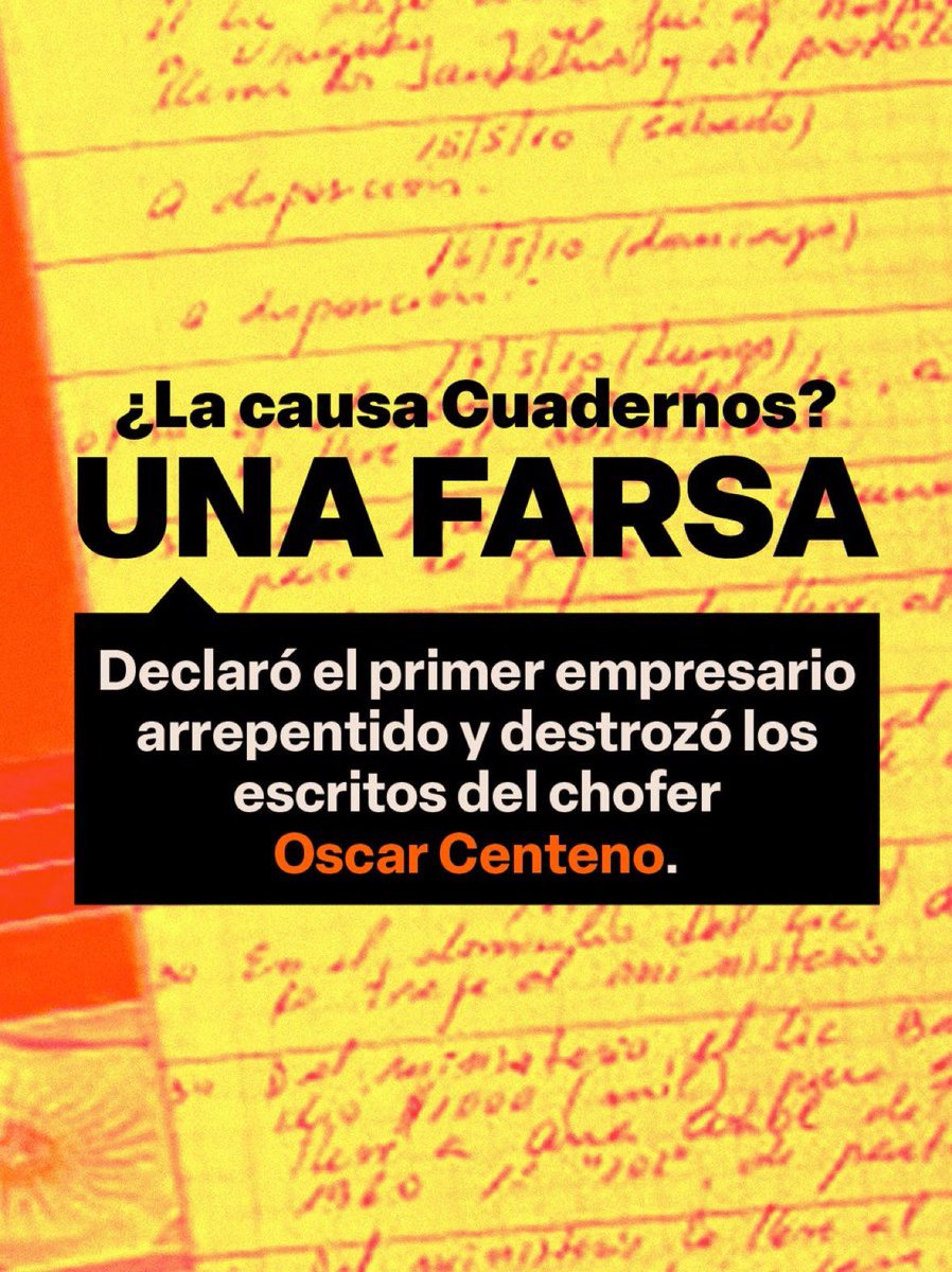 La Causa Cuadernos es una farsa. Cristina es inocente.
#CristinaLibre