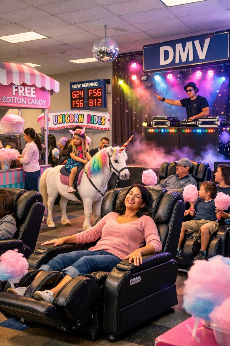 ErieCountyClerk's tweet image. 🚨BREAKING NEWS🚨
Starting today, all #DMV lines will be replaced with massaging recliners, free cotton candy, unicorn rides and a live DJ.

Just kidding. We’re working on it though. 😉

Happy #AprilFoolsDay!