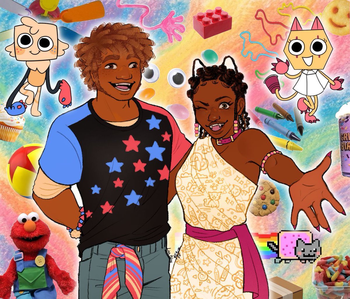 _kgbart_'s tweet image. Some humanizations I worked on this weekend, hopefully you can recognize all??
Scraps and Goob was colored by my friend!!
#dandysworld #dwart #dwshrimpo