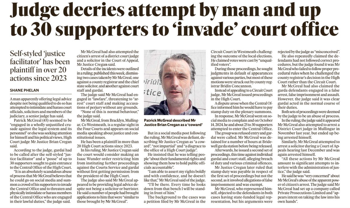 Today, The Irish Times published a false narrative based on a judgment by so-called Judge Brian Cregan, which relied on false information in an affidavit filed by a Courts Service employee.