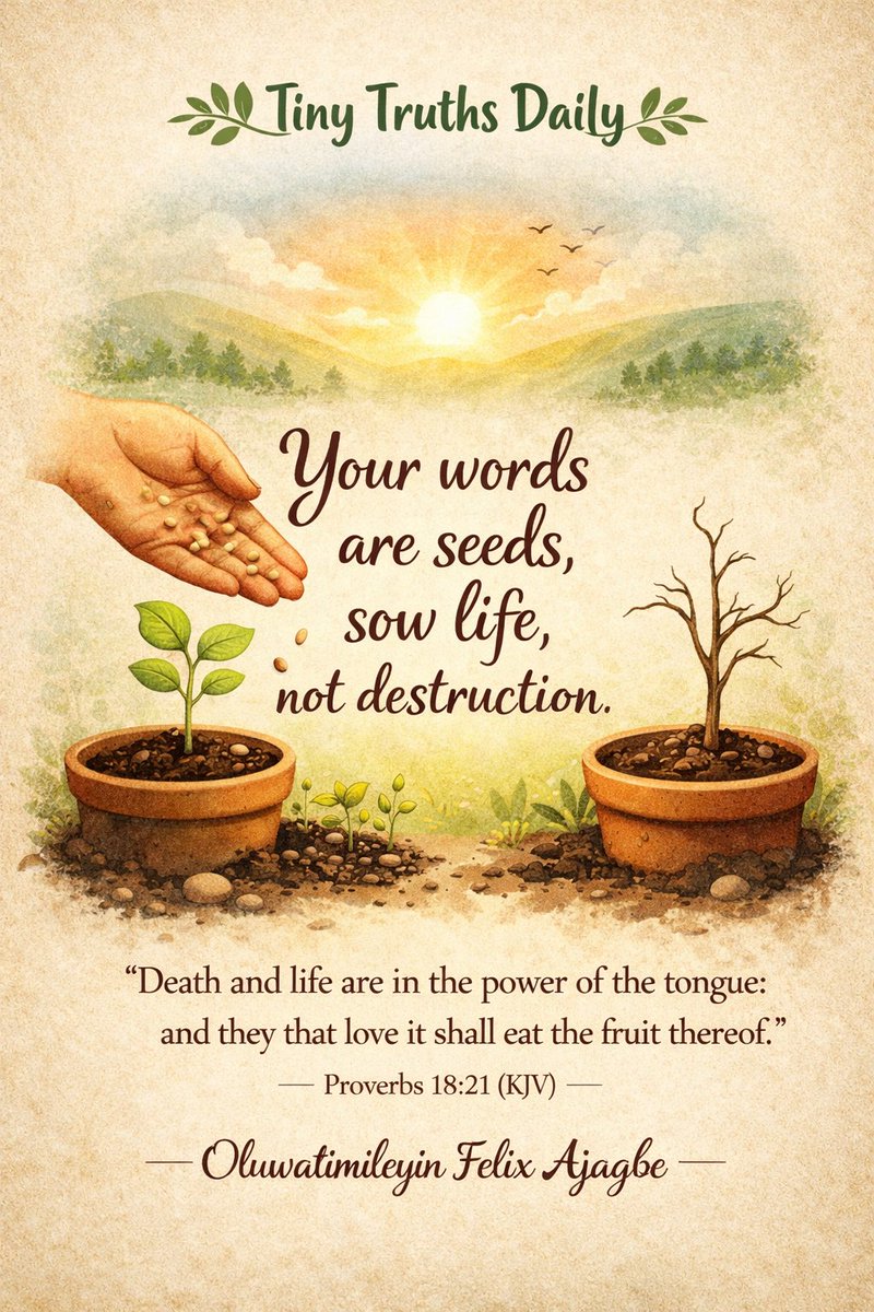 felix_ajagbe's tweet image. Speak truth and life today. Your words have power to bless or break.
#TinyTruthsByFelix #PowerOfWords #MindOfChrist #FaithDaily #ChristianLiving