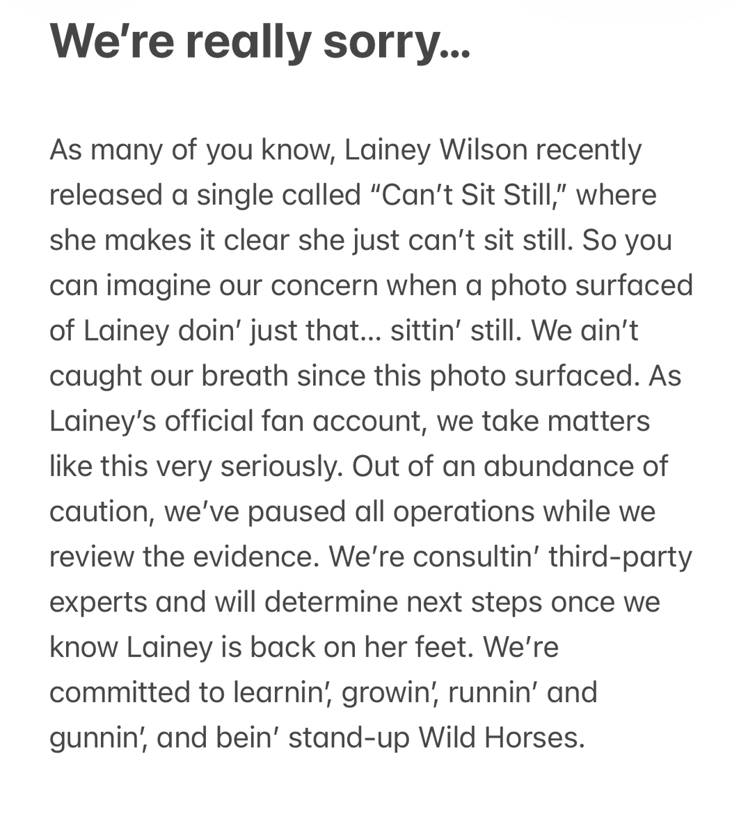 laineywldhorses's tweet photo. We're really sorry 😬 https://t.co/ml21zED6kB