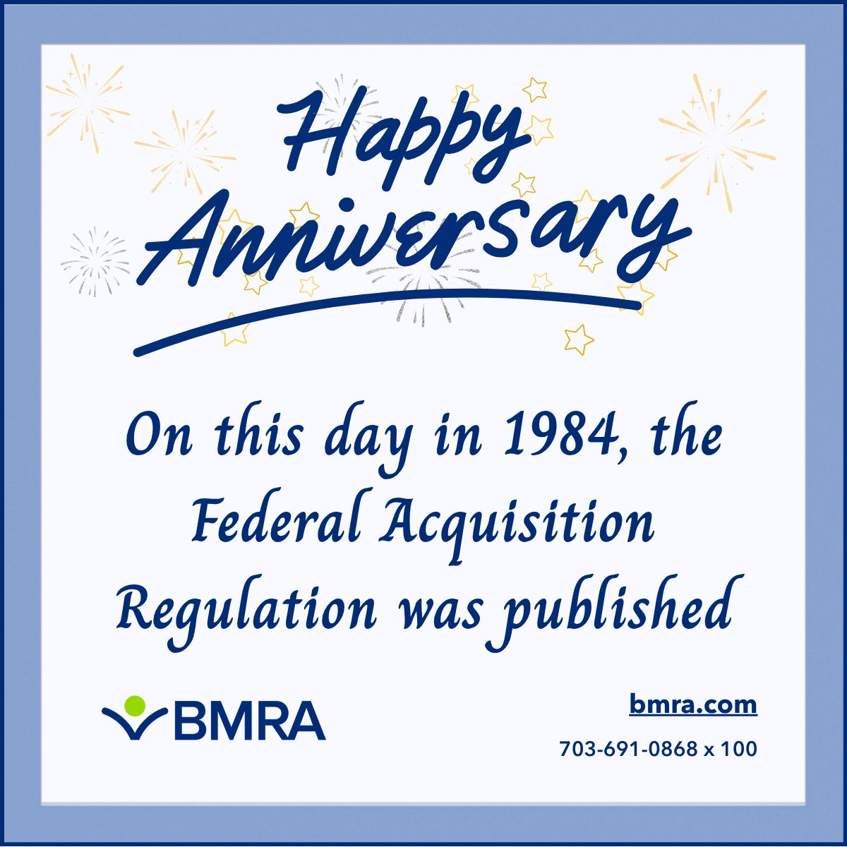 BMRATraining's tweet photo. 📜 On this day in 1984, the FAR published, launching the framework that still governs federal purchasing.

🎓 Learn how the FAR began and how it is evolving in our courses.

🔗 https://t.co/UqgzYiDNTs

#OnThisDay #FAR #RFO #GovCon #FederalAcquisition https://t.co/iHpaVEuEE1