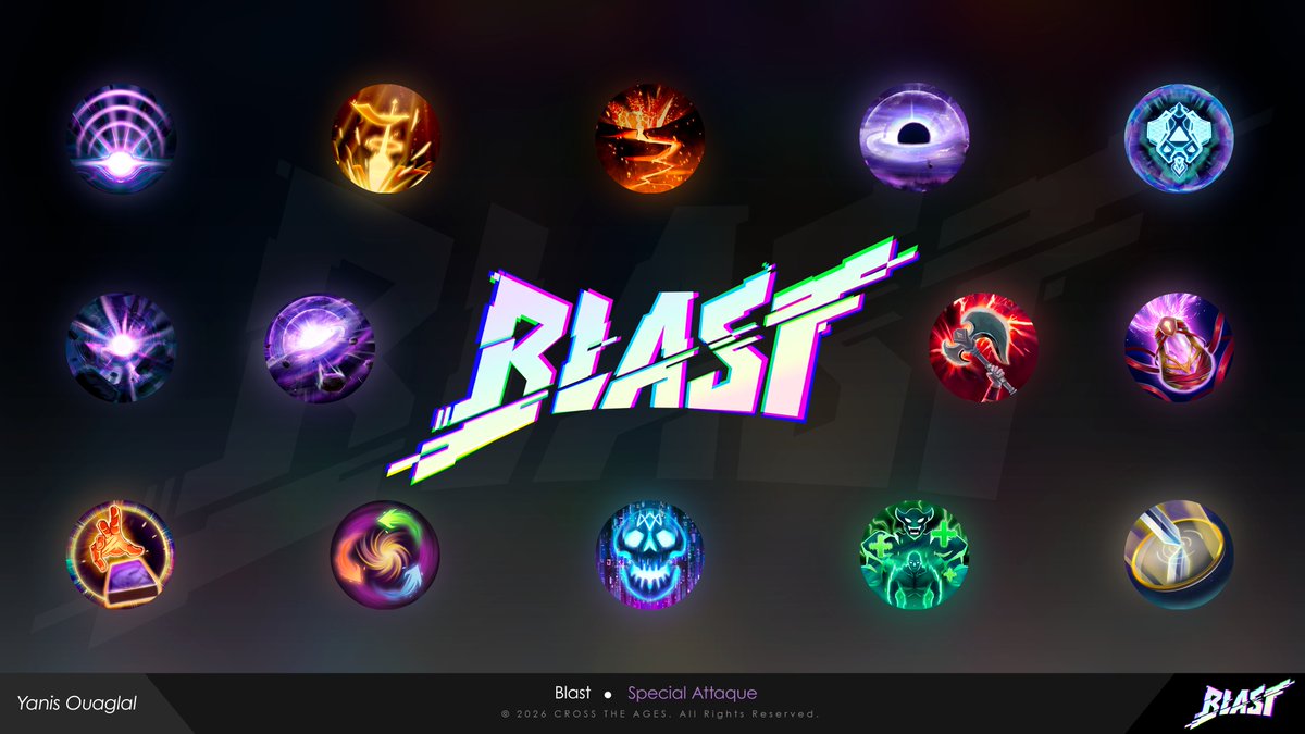 YOuaglal's tweet image. Voici mon travail sur les icônes des Special Attacks pour @CrossTheAges.

Chaque design a été conçu pour être instantanément reconnaissable et refléter l'effet précis du sort en plein duel. 

📁 Portfolio : artstation.com/ouaglalyanis

#UI #Icon #CardGame #Spell #Blast #TCG #CTA