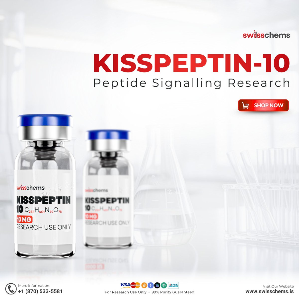 🧪 Kisspeptin-10

A neuropeptide studied in endocrine and hypothalamic signalling research.

✔️ GPR54 receptor pathway investigation
✔️ GnRH signalling research
✔️ Neuropeptide-based endocrine models

Available now.
👉 swisschems.is/product/kisspe…

#SwissChems #Kisspeptin