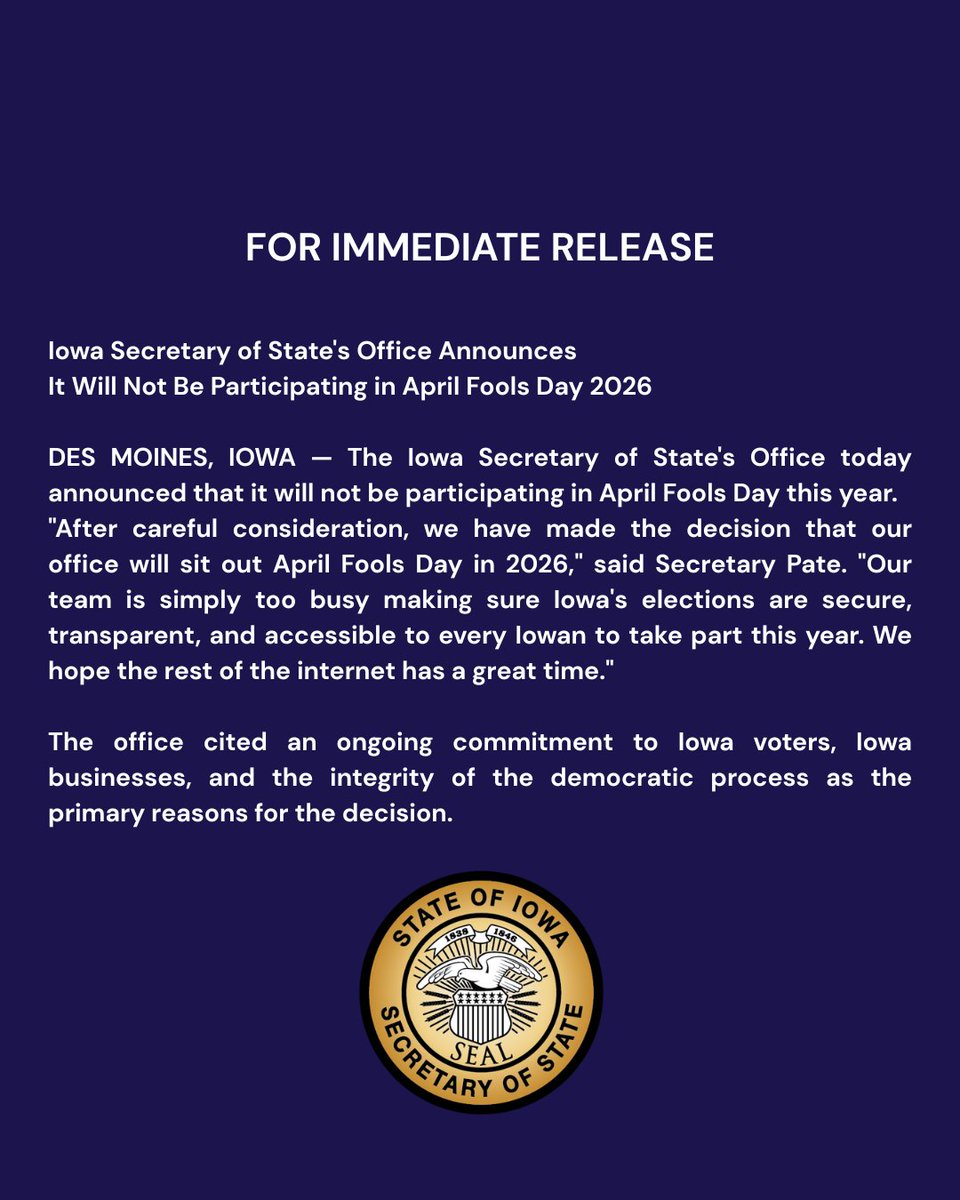 Iowa Secretary of State Paul Pate tweet media