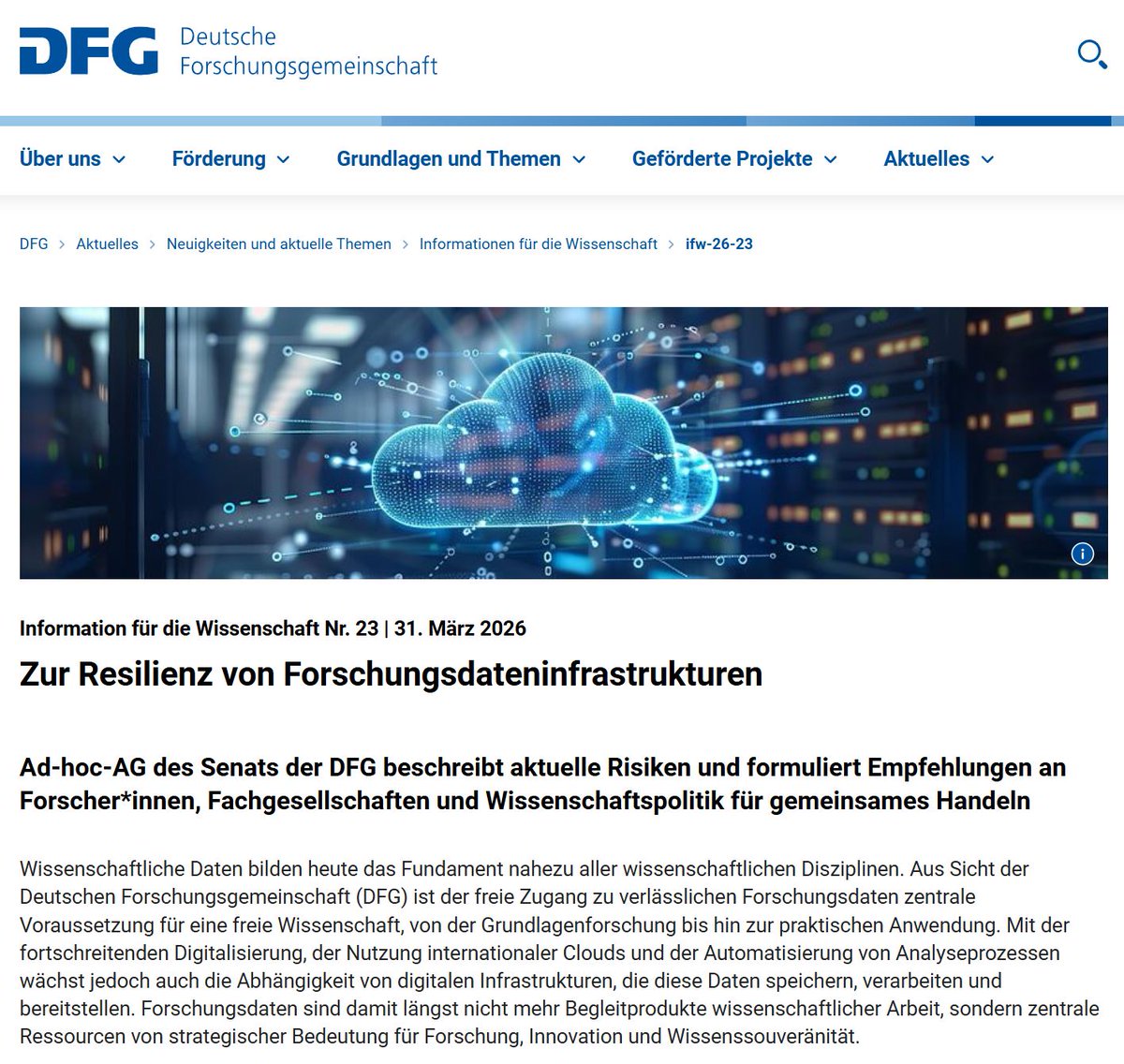 Dennis_Kipker's tweet image. Wissenschaftliche #Daten als strategische #Ressource: #GenBank, #PubMed, #NOAA: Wer diese Infrastrukturen kontrolliert, kontrolliert Wissenschaft. Die #DFG fordert den Umstieg auf europäische #Opensource-Lösungen, um digitale Erpressbarkeit auszuschließen:
dfg.de/de/aktuelles/n…