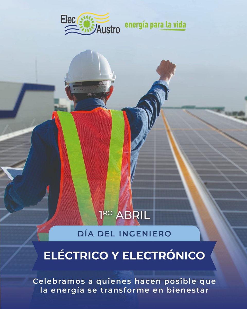 elecaustro's tweet photo. ¡Hoy celebramos a quienes transforman la fuerza de la naturaleza en la energía que mueve nuestro día a día! 💦🌬️☀️⚡️

👏En este Día del Ingeniero Eléctrico y Electrónico, queremos reconocer el talento, la dedicación y la visión técnica de todos los profesionales que hacen posible que la energía llegue a cada hogar y que el progreso de nuestra región no se detenga.👌

Somos #EnergíaParaLaVida 🙌