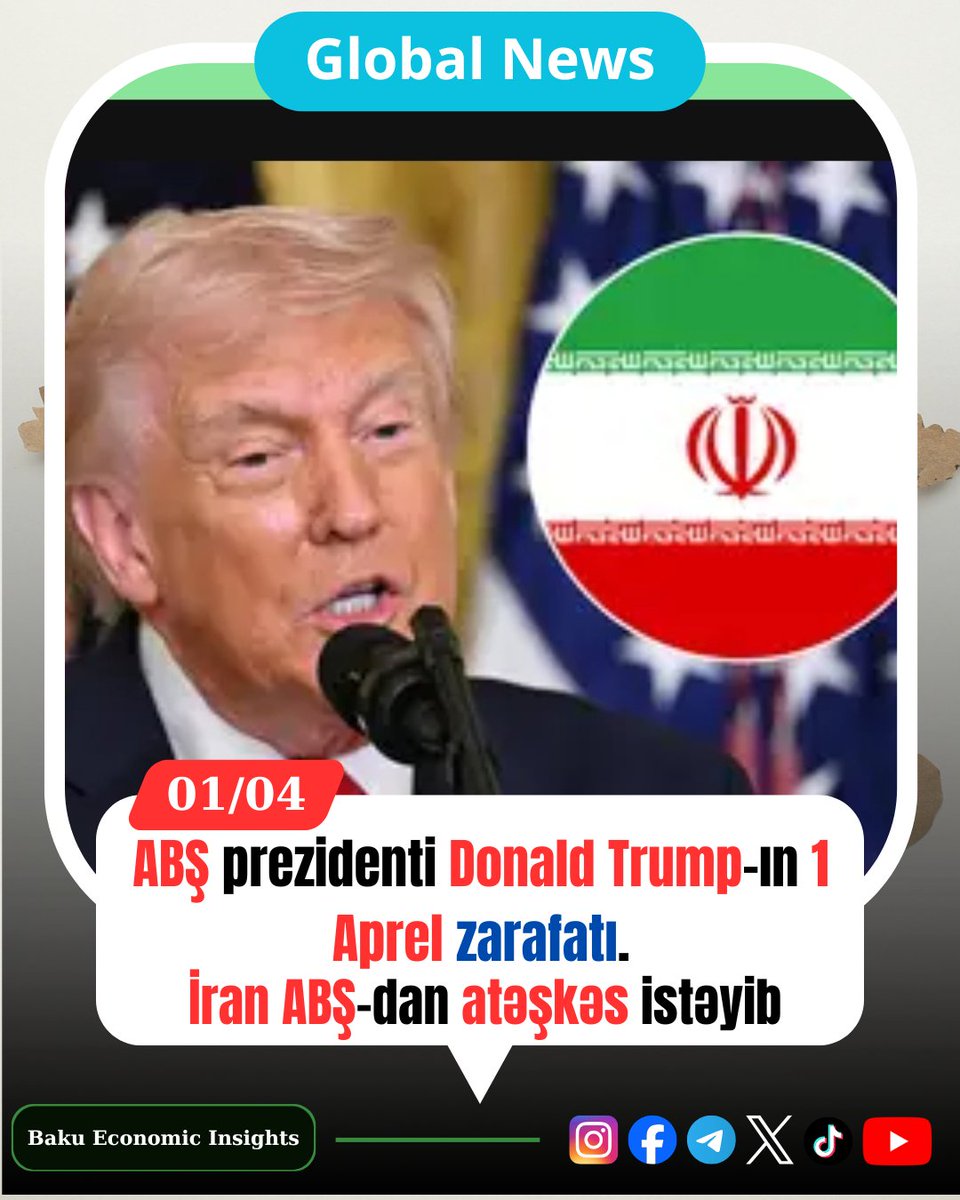 BakuCryptoEdu's tweet photo. ABŞ prezidenti Donald Trump İranın ondan atəşkəs istədiyini bildirib.
Bu cür çıxışlar manipulativ olaraq neftin qiymətini aşağı çəkmək üçün edilir. 

Trump bu ifadə ilə 1 Aprel zarafatı etmək istəyib yəqinki https://t.co/k530OiOpVl