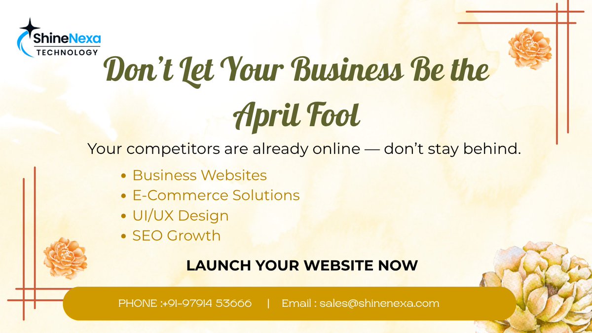 shinenexatech's tweet photo. Don’t let your business fall behind this April Fool’s Day! Build your online presence and stay ahead of your competitors with a powerful website 🚀

Let’s Build Your Website Today💡

Contact:
🌐:https://t.co/Z05y9F0pyG

#BusinessGrowth #WebsiteDesign #DigitalMarketing #GoOnline🚀 https://t.co/gemdTNadNW