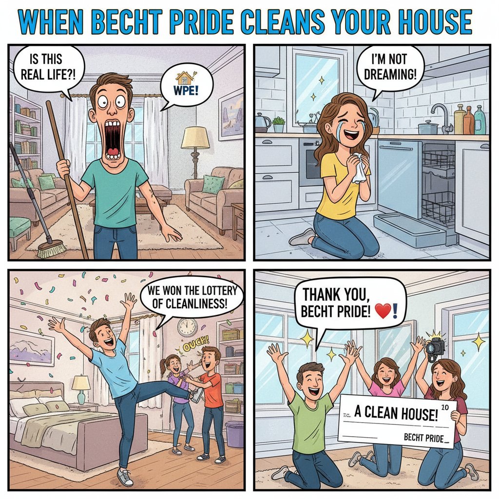 BechtPrideClean's tweet photo. April Fools' Prank Alert: We're NOT joking about making your house this clean! 😂 These reactions are 100% real. Book your cleaning today and experience the magic yourself. 
#AprilFools #CleaningJokes #BechtPride #Sparkling https://t.co/pcCzo9AknZ