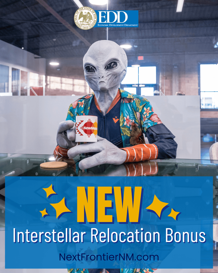 NMecondev's tweet photo. Interstellar Relocation Bonuses are here 🛸
New Mexico is opening the door to the most advanced talent in the universe, offering relocation support, job training and resources to help you land. Literally. Apply now… or just arrive. https://t.co/hFkldxhqQf https://t.co/qVMytuGach
