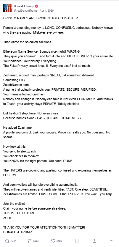 Zcash Names Intern tweet media