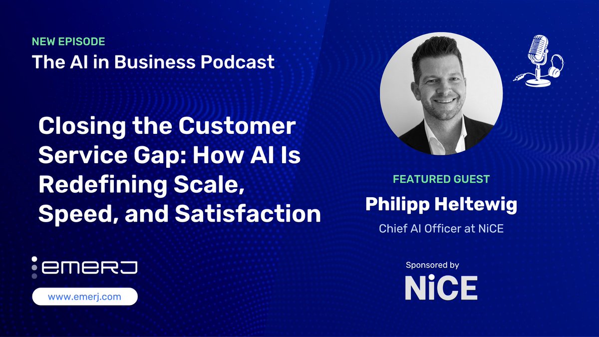 Emerj's tweet image. Philipp Heltewig, Chief AI Officer at NICE, joins @Emerj to discuss moving from reactive CX to proactive AI. Solve the deflection myth on the #AIinBusiness podcast. 
zurl.co/4XLac