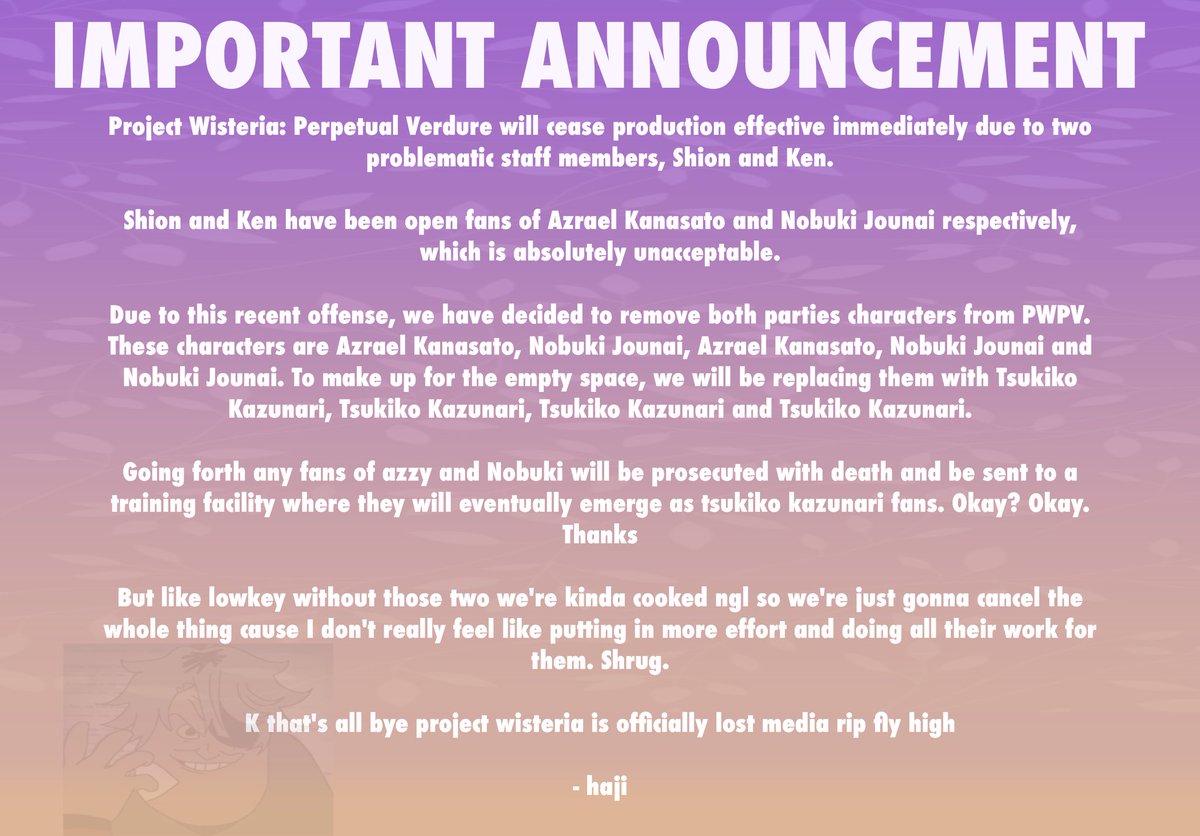 PROJECT WISTERIA: PERPETUAL VERDURE tweet media