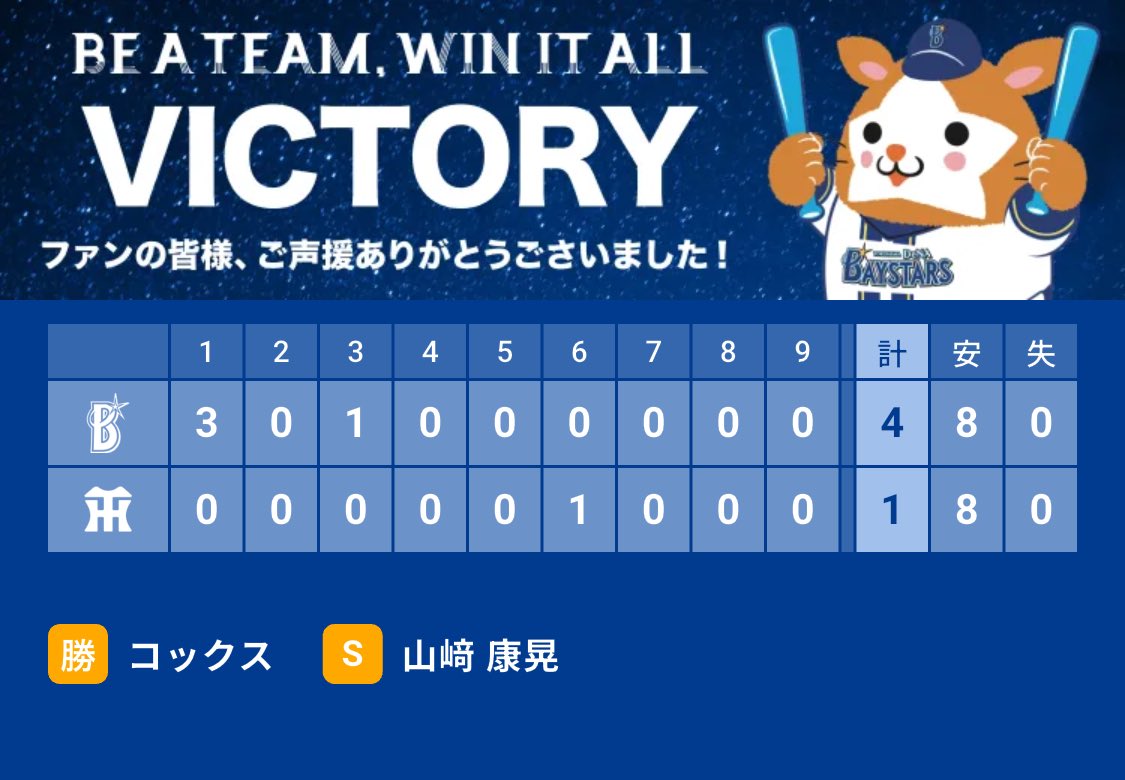 MRmandy70's tweet image. go.dena.my/rLt4QgR
#baystars #STARGUIDE
康晃、今シーズン初セーブ！