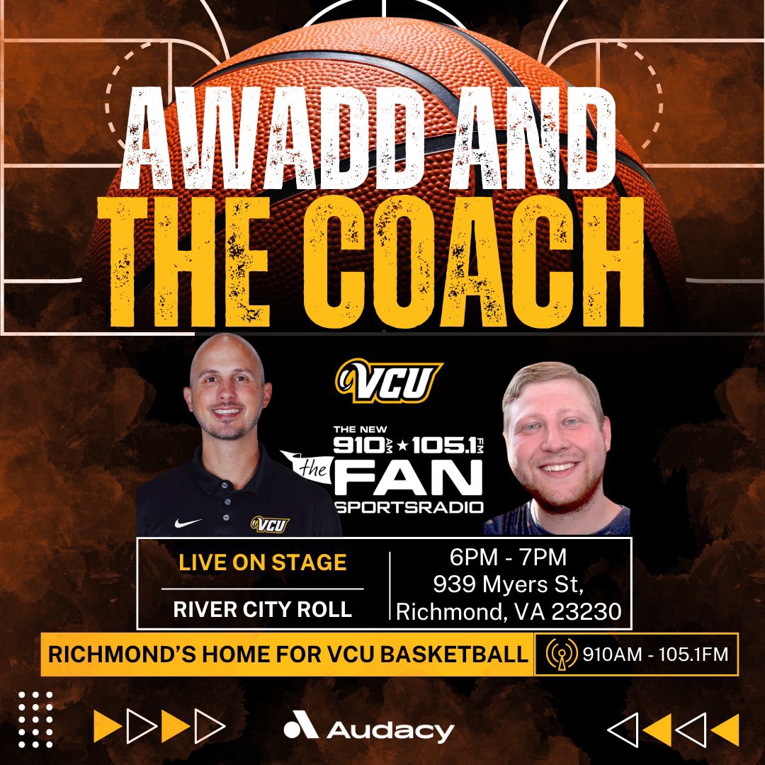 AwaddRadio's tweet photo. JOIN US TONIGHT 6PM @ River City Roll @VCU_Hoops @VCURamNation @ZachJoachim @910thefan #RamsRally https://t.co/ppaUyDeKiC