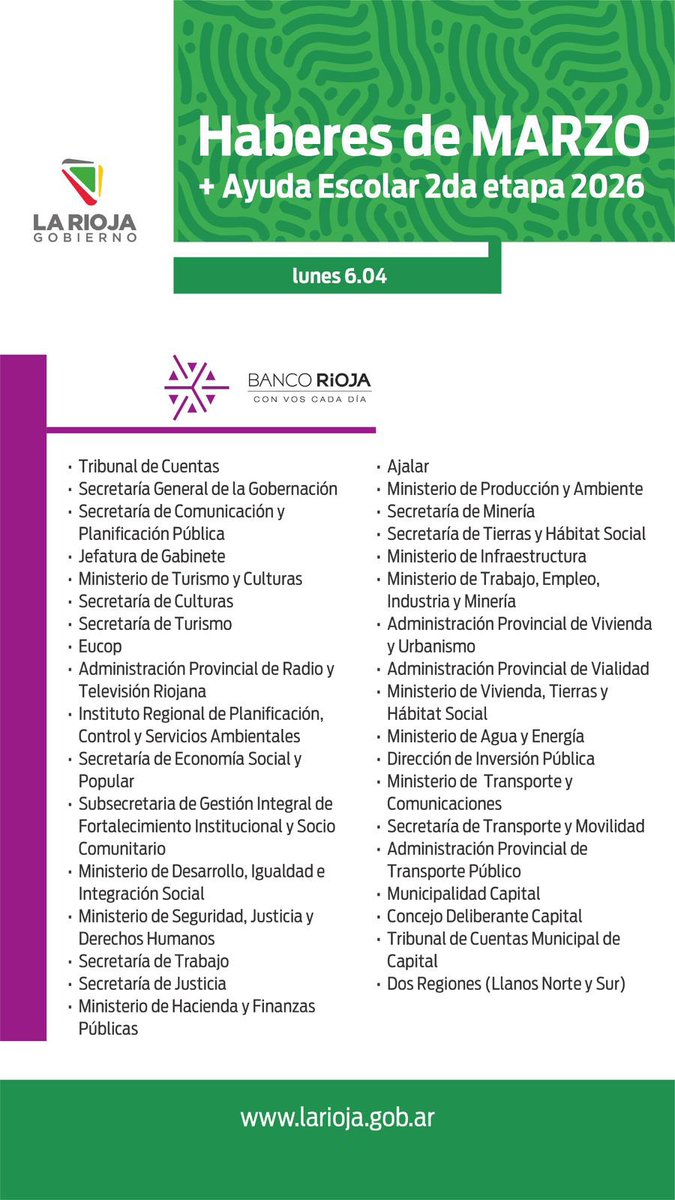 Cronograma de Pago <a href="/GobDeLaRioja/">Gobierno de La Rioja</a>