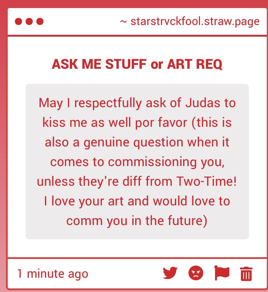 StarstrvckFool's tweet image. Yes Judas is different from two time, Judas is my oc and is seperate from roblox as a whole with more fleshed out lore that isn't the same as two time 

When it comes to commissioning me, it's fine if you wanna commissioning work of my oc &amp;amp; yourself and stuff, I'm pretty–