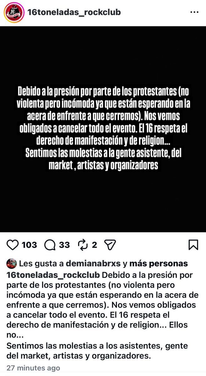 SuperSergioF's tweet photo. La 16 Toneladas de València teniendo que cerrar antes de empezar el evento de Coven Blasfemia a causa del grupo de manifestantes que estaban en las inmediaciones de la sala. 

Íbamos a salir mejores, decían en el 2020. https://t.co/dD7qskCEqH