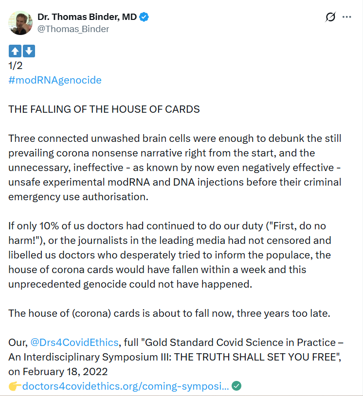 GoogleExpertUK's tweet photo. @MarshaCollier @HanyaToderoff @ThePeoplesHubUK @d5029d52fa0f4a0 @Blancafaymartin @HousingFirstIRE @LoveFoodLifeGo @SocialHousingCo @BlocksBetty @UKParliament @EINConsumerNews @NewsCCP @Ethical_Banking @ethicalbanking @PaulTay26041122 @WeahsCousin @DrUmeshPrabhu @PeteJacksonGMP @AndyBurnhamGM @RobertKennedyJr @realDonaldTrump @elonmusk @ABridgen @neworder @WhiteHouse @FiveTimesAugust @naomirwolf @MattWallace888 @AndersonAfDMdEP @Theblackfemini3 @georgegalloway @RealDeniseWelch @mjgranger1 @PeterSweden7 @pjhlaw @SpartaJustice @JimBreuer @VigilantFox @tmsilverman @TheEyes2020 @leenayadav @ajaydevgn @SMSPirate @BillDunblane @FishwickDavid @ALEXNEWMAN_JOU @BretWeinstein @ItoldYouSo77 @PARInetwork If only 10% of us Doctors had continued to do our duty ("First, do no harm!") or #MSM hadnt censored & libelled Drs who desperately tried to inform #populace, the house of corona cards wouldve fallen within a week.
@Thomas_Binder MD
https://t.co/7bY5Dk1KWi
https://t.co/nTbd6vCFT9