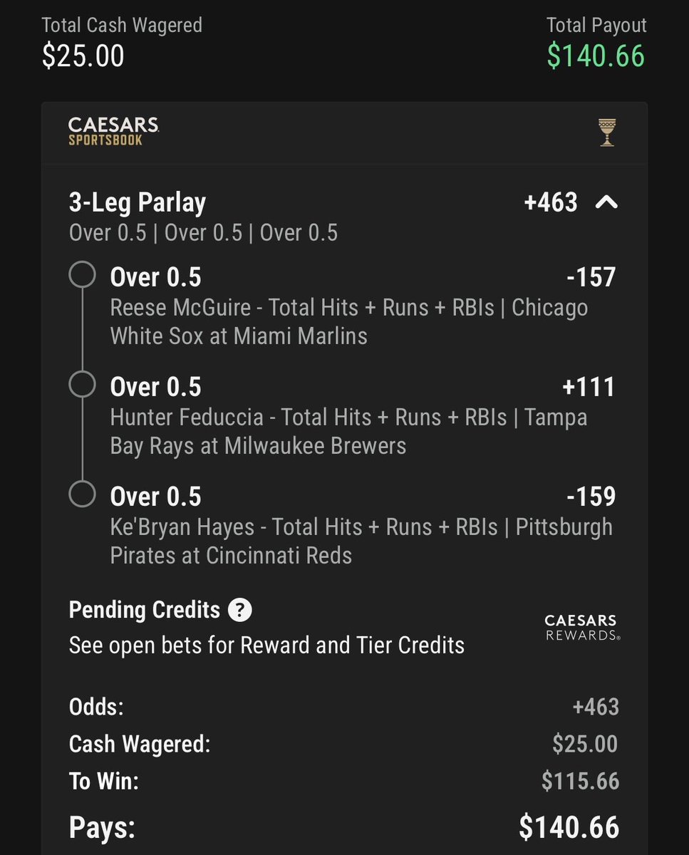 bookies's tweet photo. H+R+RBI spot we are on for the day!

Great price over at Caesar’s! 👑 

Signup and get in on the action. 🖊️ 

They offer some great signup rewards including $25 in bonus bets at signup! 👇 

https://t.co/JFnuC2DBYa https://t.co/10afYl7HSu