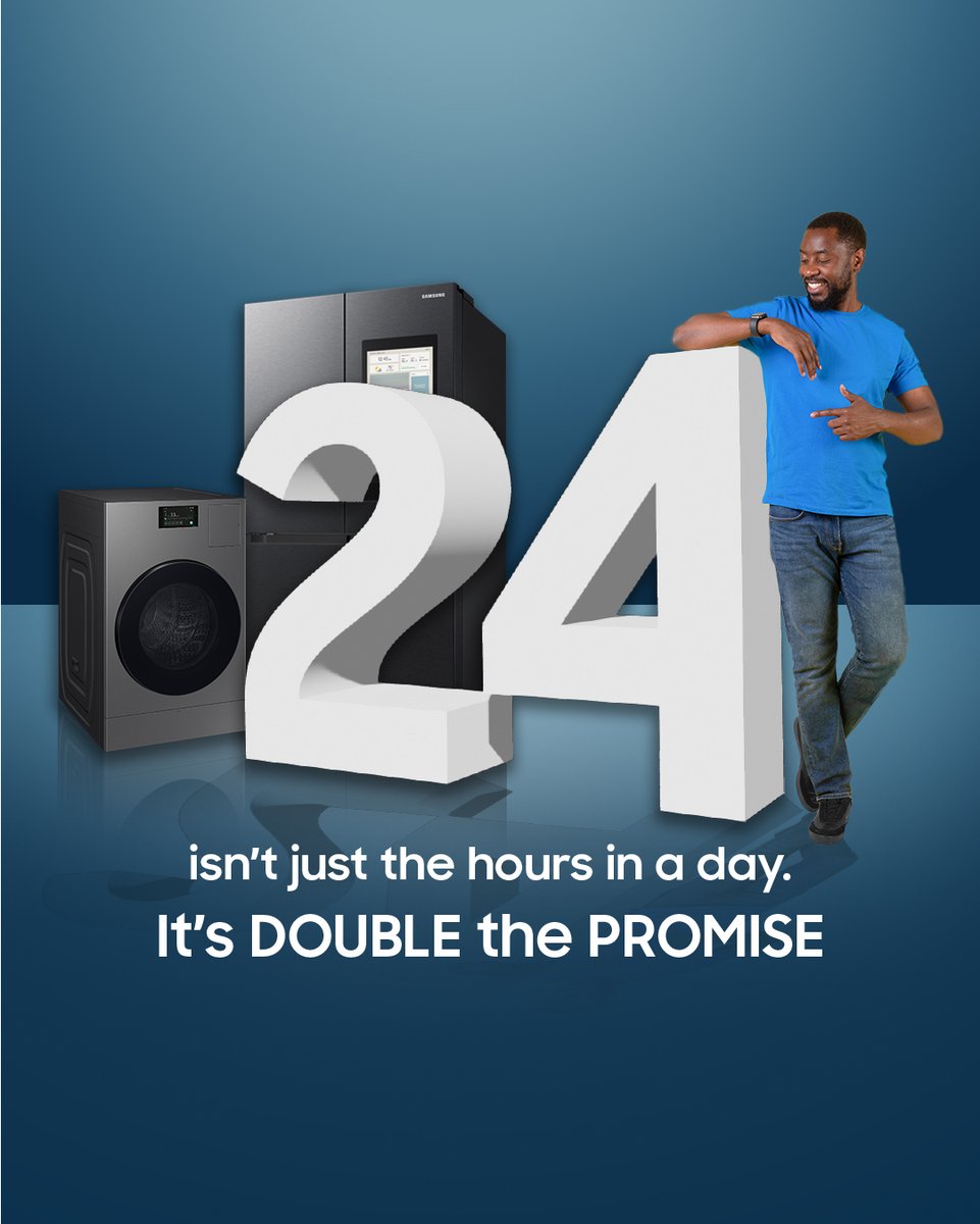 Samsung_Ghana's tweet photo. Big news, Ghana. 🇬🇭 Samsung is doubling the warranty for refrigerators and washing machines to 24 months. No compromise.
Because you deserve more! 😉
Learn more: https://t.co/aHK2q7x91e
#24Months #DoubleThePromiseGH #2YearsNoCompromise #SamsungGH https://t.co/BNeoXTs4DD