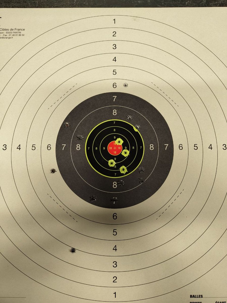 Ça commence à être bien en précision ^w^ 
25M fiocchi 124Gr