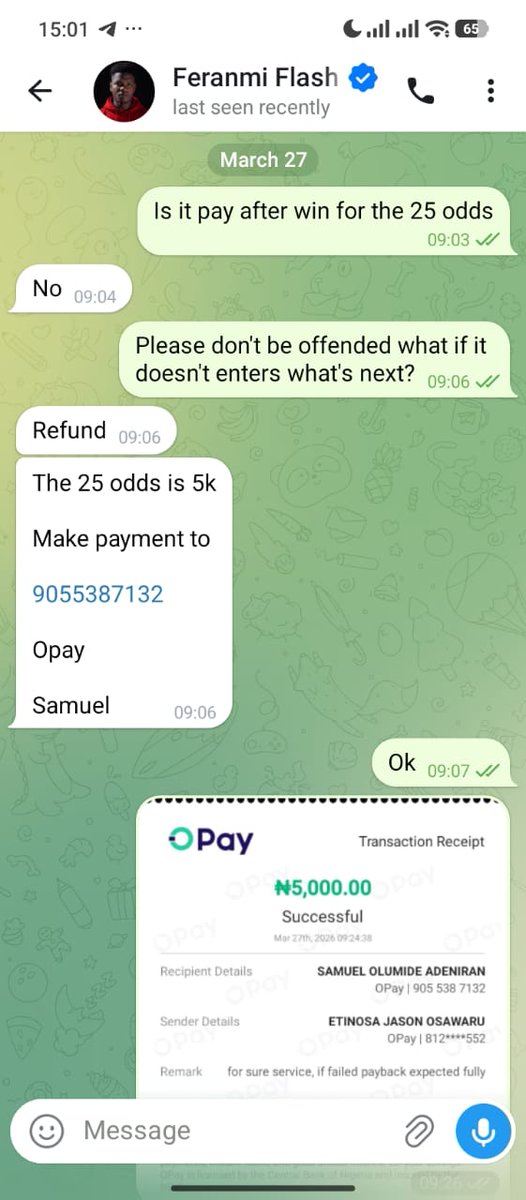 markcenaanthon1's tweet photo. @feranmi_flash1 I know you will be fast to delete this, keep deceiving people,one day na one day,but remember sorry is a big sin.

Scammer!!!! https://t.co/lZG4BMEHDA