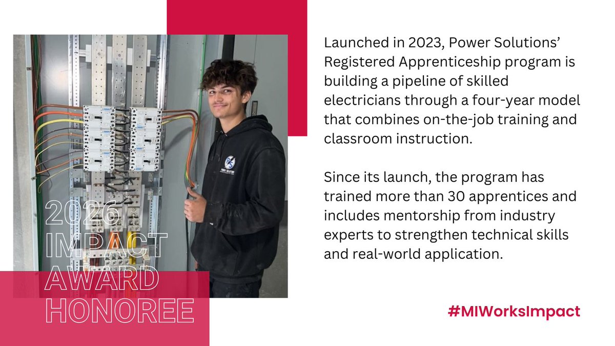 MichWorksAssn's tweet image. Congrats to Power Solutions, selected by @MIWorksMSC for the 2026 Michigan Works! Impact Awards!

Excited to highlight this workforce success story on April 8. #MIWorks #MIWorksImpact