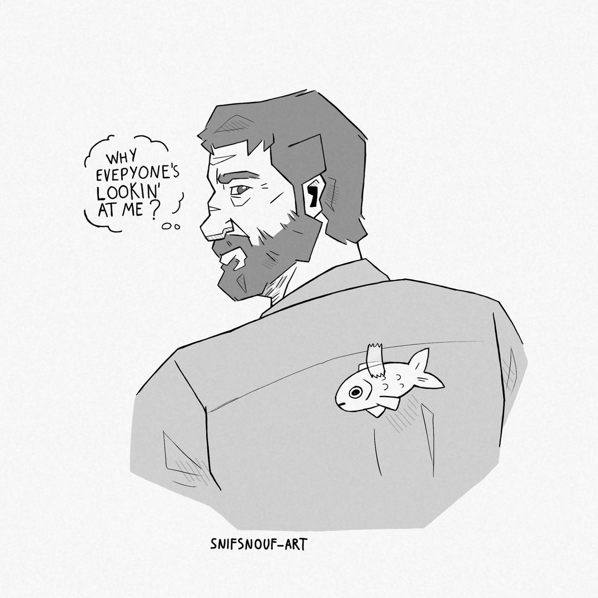Snifsnouf_art's tweet image. April fools day with Joel 

Best day to test your stealth skills and stick a paper fish on his back 🐟

#joelmiller #TheLastOfUs