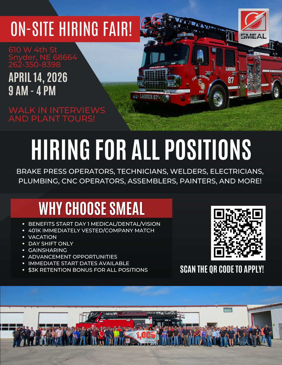 🚨 We’re Hiring! 🚨
Join us for our next Hiring Event in Snyder, NE  from 9 am – 4 pm April 14!
We’re hiring for all positions! Come meet our team, learn about the roles, and take the first step toward your next career opportunity. Apply online at careers.revgroup.com
