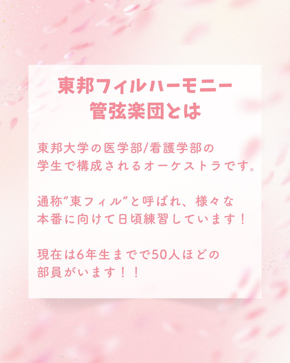 tohophil's tweet photo. 新入生の皆さん必見！📢
東フィルの基本情報と、練習がある日のタイムスケジュールを大公開します✨
これをみて普段の活動をイメージしてみてください👀 https://t.co/4Y7bBYee0m
