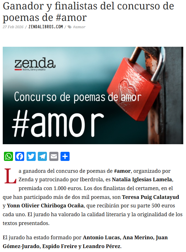 Saludos, tal vez más de un mes después la impaciencia sea un defecto de la casi vejez que vivo. Aún no se acredita el valor del premio que obtuve. ¿Se puede hacer algo para agilizar el trámite de dicha transferencia? <a href="/zendalibros/">Zenda</a> y don <a href="/perezreverte/">Arturo Pérez-Reverte</a>