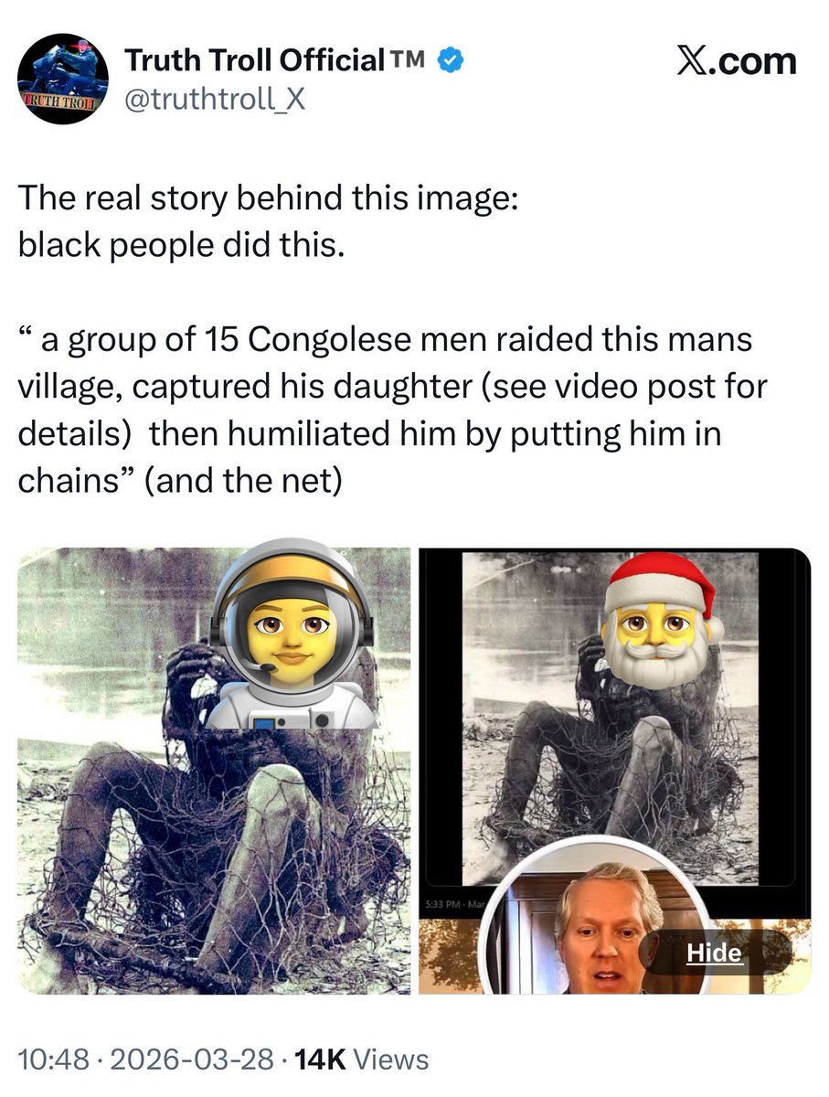 truthtroll_X's tweet photo. Hey @elonmusk @x @premium pro black accounts can post these pictures with impunity and have their posts not being labeled
My account which is pro White posted the same picture with a different historical narrative, but with receipts. My post got labeled thereby limiting its reach and limiting my accounts reach for 3 to 5 days.

What a clown show. 🤡 what’s more pathetic is most of my followers won’t even see this post because of it.