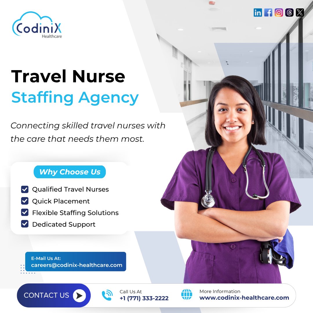 codinixhealth's tweet photo. When every shift matters, the right nurse makes the difference.

Skilled travel nurses ready to support your team and keep care on track.

✔ Quick placements
✔ Flexible staffing
✔ Reliable professionals

📞 +1 (771) 333-2222
🌐 https://t.co/RMnc9zibnF

#TravelNurse #Healthcare https://t.co/bYRfqxdLPF