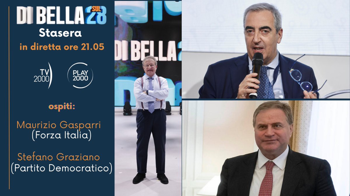 TV2000it's tweet image. 🔴Stasera ‘Di Bella sul 28’
in diretta su #Tv2000 ore 21.05
condotto da @AntDiBella

👉 Un'analisi approfondita dei conflitti in #MedioOriente e delle loro ripercussioni a livello internazionale e nazionale, con collegamenti in diretta da #Washington, dove è atteso un intervento