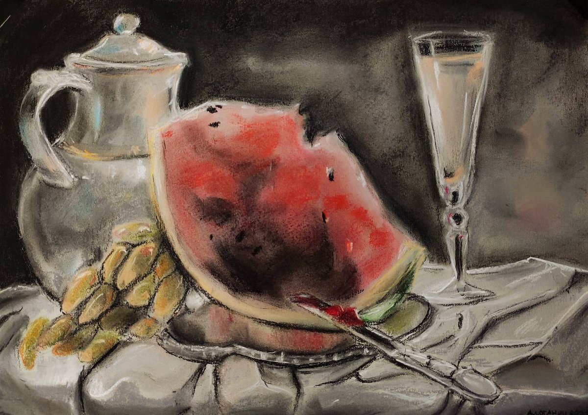 dogfailureowo's tweet photo. still life. oil pastels on canvas (11 x 17 inch) by me. https://t.co/1bvENPwM8s