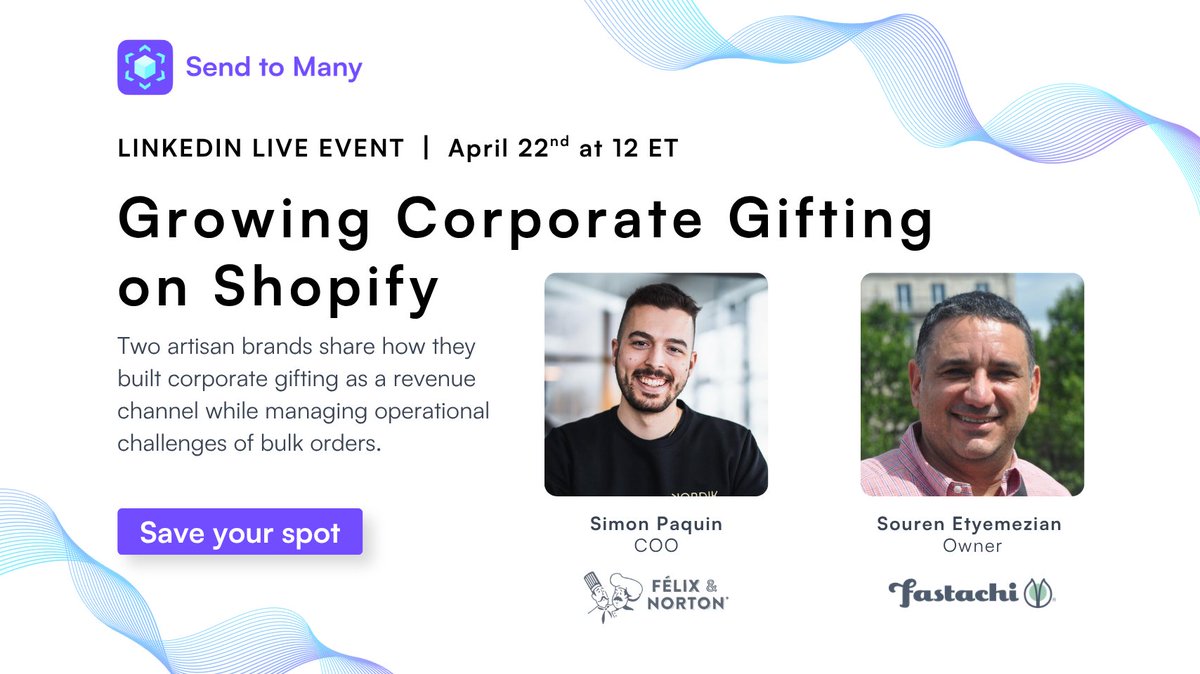 evnbttr_apps's tweet photo. No one explains corporate gifting better than the brands actually doing it. 

On April 22, we're sitting down with Felix &amp; Norton and Fastachi — two Shopify food brands that built it into a real revenue channel. 

Save your spot: https://t.co/WAjUcNHpEY https://t.co/BWm8hXQKMl