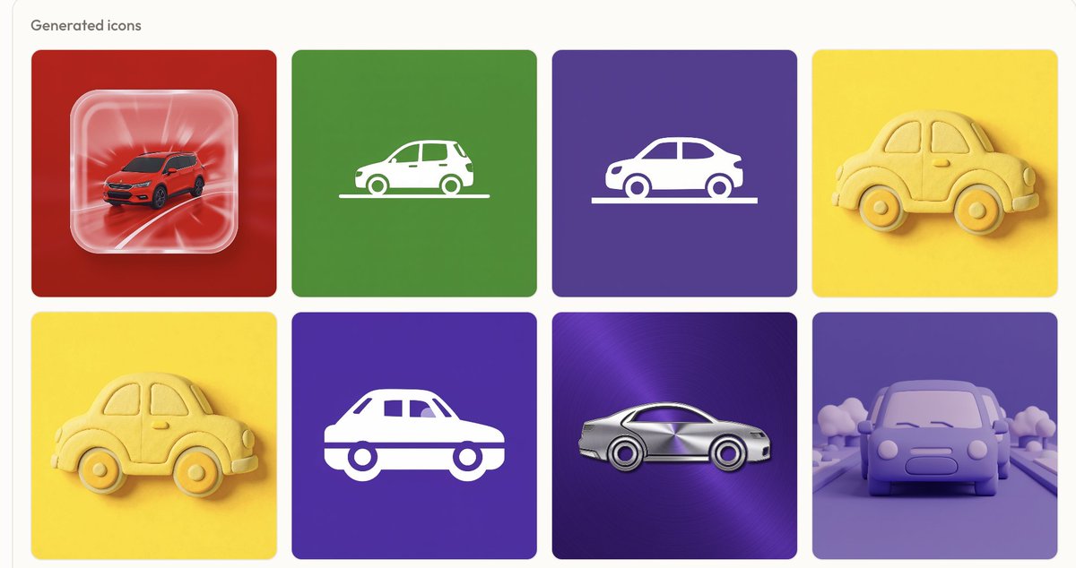 robbinsdev23's tweet photo. One prompt. Eight icon styles. Glassmorphism, flat, clay, 3D, metallic, gradient - all generated instantly. Try it: 

https://t.co/hL3VSxBwu4

#icons https://t.co/a0IPrWCHO4